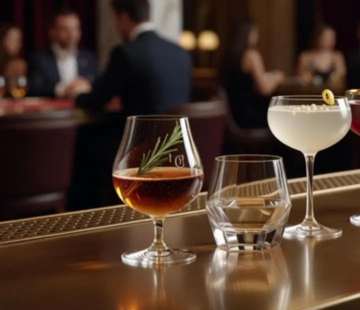 Bartender finishing a signature cocktail at the brushed bronze bar inside Dish Corneer.