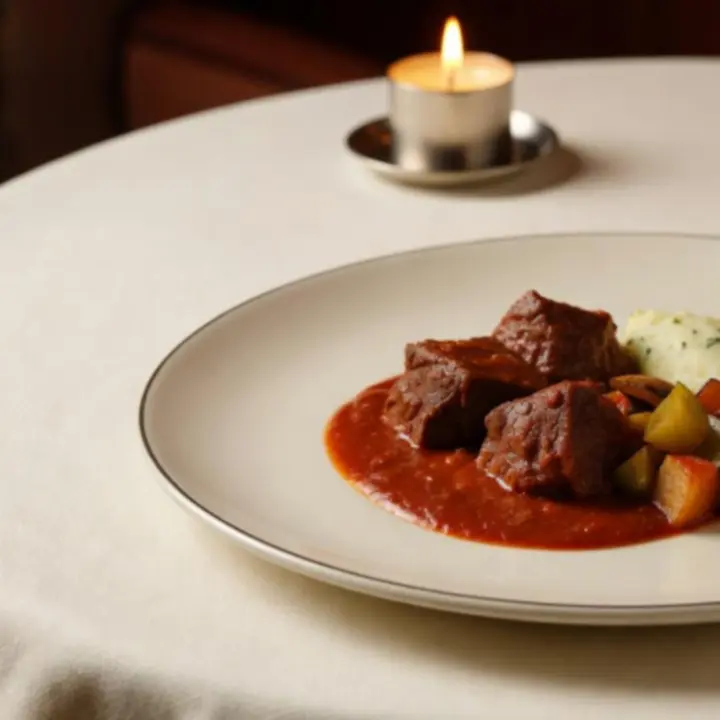 Signature Hungarian main course plated in a fine dining style